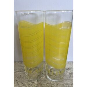 Libbey Bacardi Limon Highball Rum Glasses 7" Tall Yellow  14 oz Set of 2